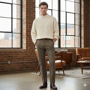 VTG 70s Donegal Houndstooth Double Knit Slacks - 34x30